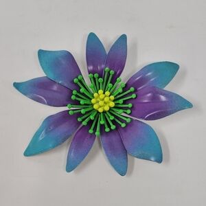 VINTAGE BLUE AND PURPLE FLORAL BROOCH